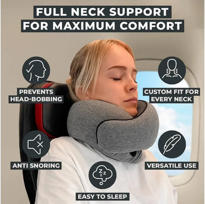 Ergoreva Travel Neck Pillow,Premium Memory Foam, 360º Ergonomic, Washable Cover, Bag