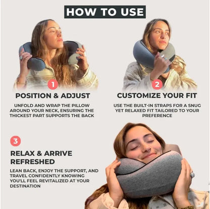 Ergoreva Travel Neck Pillow,Premium Memory Foam, 360º Ergonomic, Washable Cover, Bag
